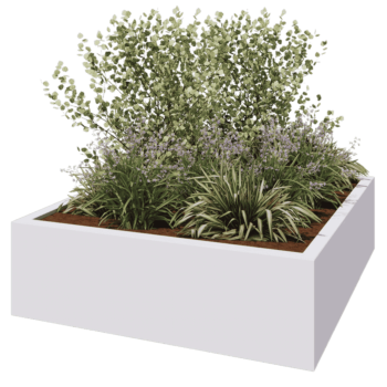 Саксия от фибростъкло - Квадрат - 200 x 200 x 60 см - RAL9010 мат (бяло) - С дъно