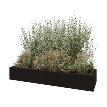 Саксии за цветя от стомана XXL - Правоъгълник - 200 x 60 x 30 cm - RAL9005 матов (черен) - без основа