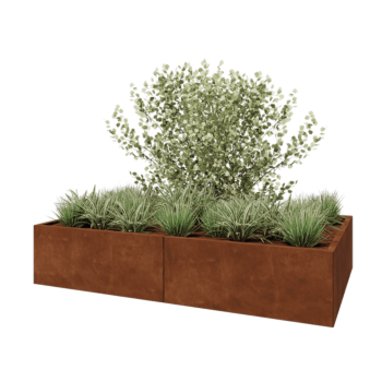 Саксии за цветя от кортенова стомана XXL - Правоъгълник - 200 x 120 x 40 cm - Със основа