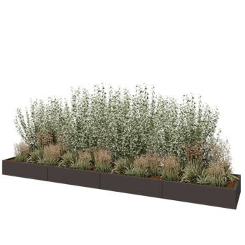 Саксии за цветя от стомана XXL - Правоъгълник - 480 x 80 x 30 cm - RAL7016 матов (антрацитено сиво) - без основа