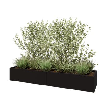 Саксии за цветя от стомана XXL - Правоъгълник - 200 x 50 x 30 cm - RAL9005 матов (черен) - без основа
