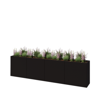 Саксии за цветя от стомана XXL - Правоъгълник - 320 x 40 x 80 cm - RAL9005 матов (черен) - без основа