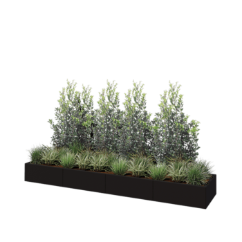 Саксии за цветя от стомана XXL - Правоъгълник - 320 x 60 x 30 cm - RAL9005 матов (черен) - без основа