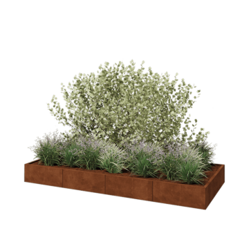 Саксии за цветя от кортенова стомана XXL - Правоъгълник - 320 x 120 x 30 cm - Със основа
