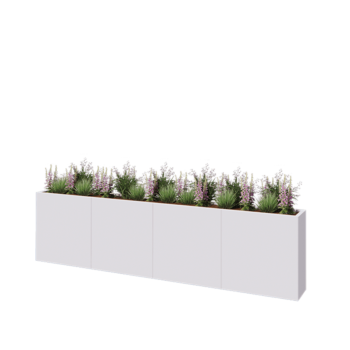Саксии за цветя от стомана XXL - Правоъгълник - 320 x 30 x 80 cm - RAL9010 матов (бял) - без основа