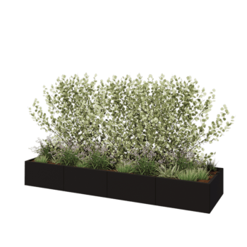 Саксии за цветя от стомана XXL - Правоъгълник - 320 x 80 x 40 cm - RAL9005 матов (черен) - без основа