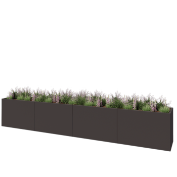 Саксии за цветя от стомана XXL - Правоъгълник - 480 x 60 x 80 cm - RAL7016 матов (антрацитено сиво) - Със основа