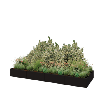 Саксии за цветя от стомана XXL - Правоъгълник - 320 x 100 x 30 cm - RAL9005 матов (черен) - без основа