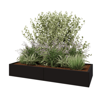 Саксии за цветя от стомана XXL - Правоъгълник - 200 x 80 x 30 cm - RAL9005 матов (черен) - без основа