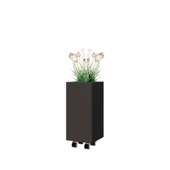 Саксии за цветя от стомана - Квадрат - 30 x 30 x 60 cm - RAL7016 матов (антрацитено сиво) - Със основа - Със колела