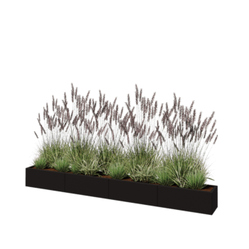 Саксии за цветя от стомана XXL - Правоъгълник - 320 x 30 x 30 cm - RAL9005 матов (черен) - Със основа