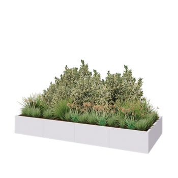 Саксии за цветя от стомана XXL - Правоъгълник - 320 x 120 x 40 cm - RAL9010 матов (бял) - без основа