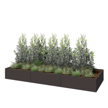 Саксии за цветя от стомана XXL - Правоъгълник - 360 x 120 x 40 cm - RAL7016 матов (антрацитено сиво) - Със основа