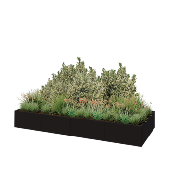 Саксии за цветя от стомана XXL - Правоъгълник - 320 x 120 x 40 cm - RAL9005 матов (черен) - без основа