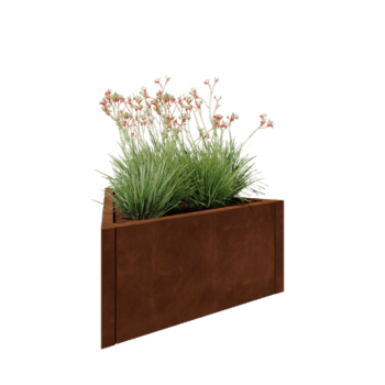 Саксии за цветя от кортенова стомана - Триъгълник Равни страни - 90,6 x 78,3 x 40 cm - без основа