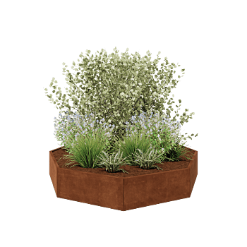 Саксии за цветя от кортенова стомана - Осмоъгълник - 241,4 x 241,4 x 40 cm - без основа