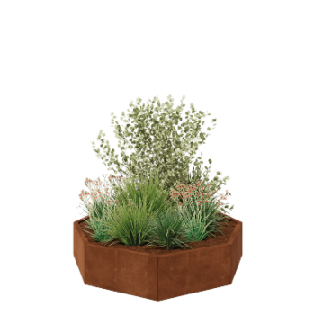 Саксии за цветя от кортенова стомана - Осмоъгълник - 144,9 x 144,9 x 30 cm - без основа