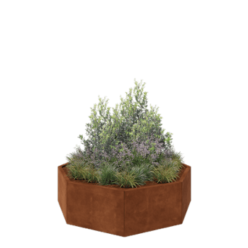 Саксии за цветя от кортенова стомана - Осмоъгълник - 144,9 x 144,9 x 40 cm - без основа