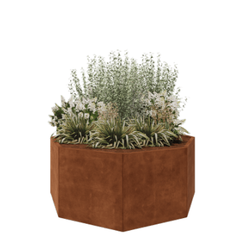 Саксии за цветя от кортенова стомана - Осмоъгълник - 168,6 x 168,6 x 70 cm - без основа