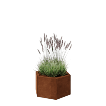 Саксии за цветя от кортенова стомана - Шестоъгълник - 59,3 x 52 x 30 cm - Със основа