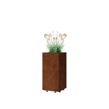 Саксии за цветя от кортенова стомана - Квадрат - 30 x 30 x 60 cm - Със основа - Със крака