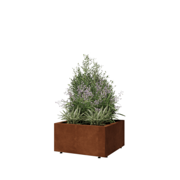 Саксии за цветя от кортенова стомана - Квадрат - 60 x 60 x 30 cm - Със основа - Със крака