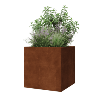 Саксии за цветя от кортенова стомана - Квадрат - 60 x 60 x 60 cm - Със основа