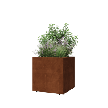 Саксии за цветя от кортенова стомана - Квадрат - 60 x 60 x 60 cm - Със основа - Със крака