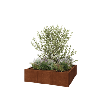 Саксии за цветя от кортенова стомана XXL - Квадрат - 150 x 150 x 40 cm - без основа