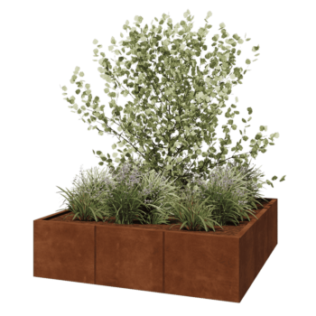 Саксии за цветя от кортенова стомана XXL - Квадрат - 150 x 150 x 40 cm - без основа