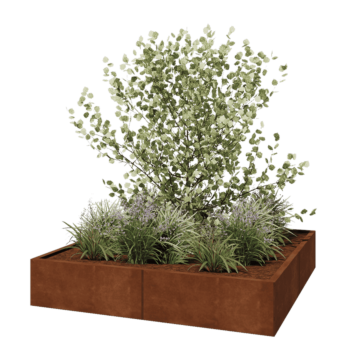 Саксии за цветя от кортенова стомана XXL - Квадрат - 160 x 160 x 30 cm - без основа