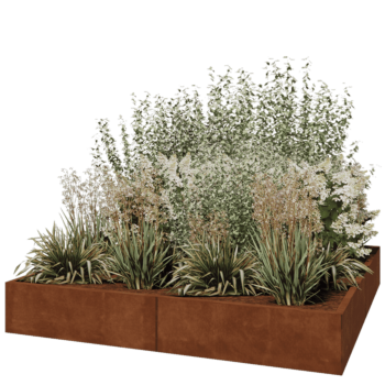 Саксии за цветя от кортенова стомана XXL - Квадрат - 200 x 200 x 30 cm - без основа