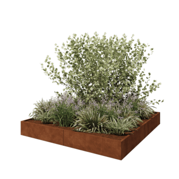 Саксии за цветя от кортенова стомана XXL - Квадрат - 240 x 240 x 30 cm - без основа