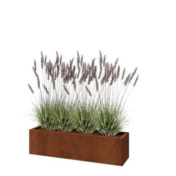 Саксии за цветя от кортенова стомана - Правоъгълник - 120 x 30 x 30 cm - без основа