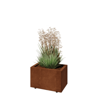 Саксии за цветя от кортенова стомана - Правоъгълник - 50 x 30 x 30 cm - Със основа - Със крака