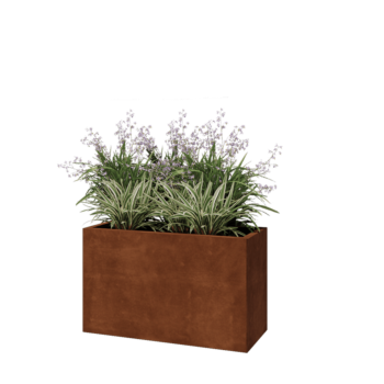 Саксии за цветя от кортенова стомана - Правоъгълник - 100 x 40 x 60 cm - Със основа