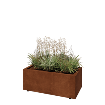 Саксии за цветя от кортенова стомана - Правоъгълник - 80 x 40 x 30 cm - Със основа - Със крака