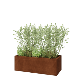 Саксии за цветя от кортенова стомана - Правоъгълник - 120 x 50 x 40 cm - без основа