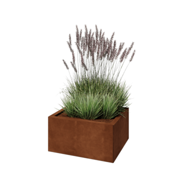 Саксии за цветя от кортенова стомана - Правоъгълник - 60 x 50 x 30 cm - без основа