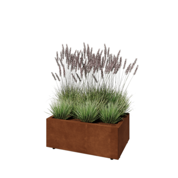 Саксии за цветя от кортенова стомана - Правоъгълник - 80 x 50 x 30 cm - Със основа - Със крака