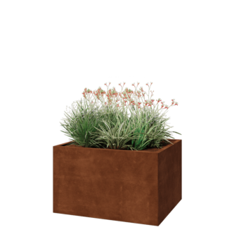 Саксии за цветя от кортенова стомана - Правоъгълник - 100 x 80 x 60 cm - Със основа
