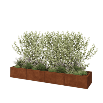Саксии за цветя от кортенова стомана XXL - Правоъгълник - 320 x 60 x 40 cm - Със основа