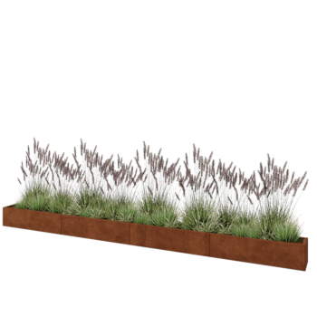 Саксии за цветя от кортенова стомана XXL - Правоъгълник - 480 x 30 x 30 cm - Със основа