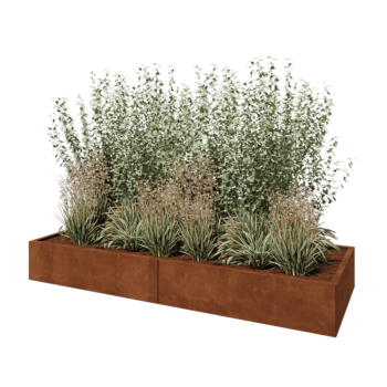 Саксии за цветя от кортенова стомана XXL - Правоъгълник - 240 x 80 x 30 cm - Със основа