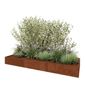 Саксии за цветя от кортенова стомана XXL - Правоъгълник - 300 x 100 x 30 cm - Със основа