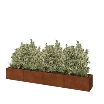 Саксии за цветя от кортенова стомана XXL - Правоъгълник - 320 x 40 x 40 cm - Със основа
