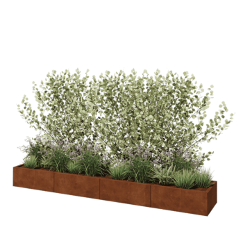 Саксии за цветя от кортенова стомана XXL - Правоъгълник - 320 x 50 x 30 cm - Със основа