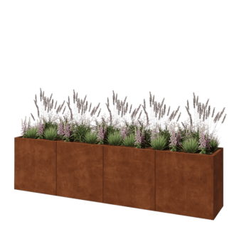 Саксии за цветя от кортенова стомана XXL - Правоъгълник - 320 x 50 x 80 cm - без основа