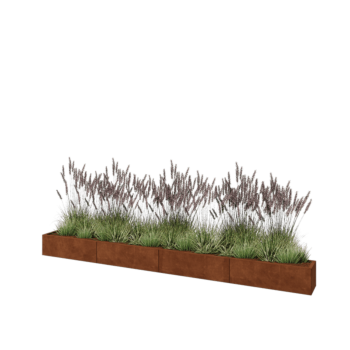 Саксии за цветя от кортенова стомана XXL - Правоъгълник - 400 x 30 x 30 cm - Със основа