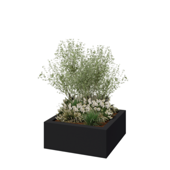 Саксия от фибростъкло - Квадрат - 100 x 100 x 40 см - RAL7021 мат (черно сиво) - С дъно